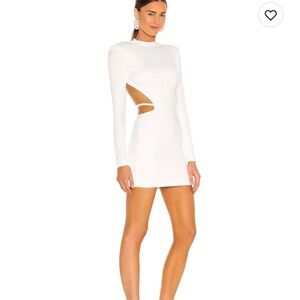 Michael Costello X revolve Zola white long sleeve cut out mini dress SMALL